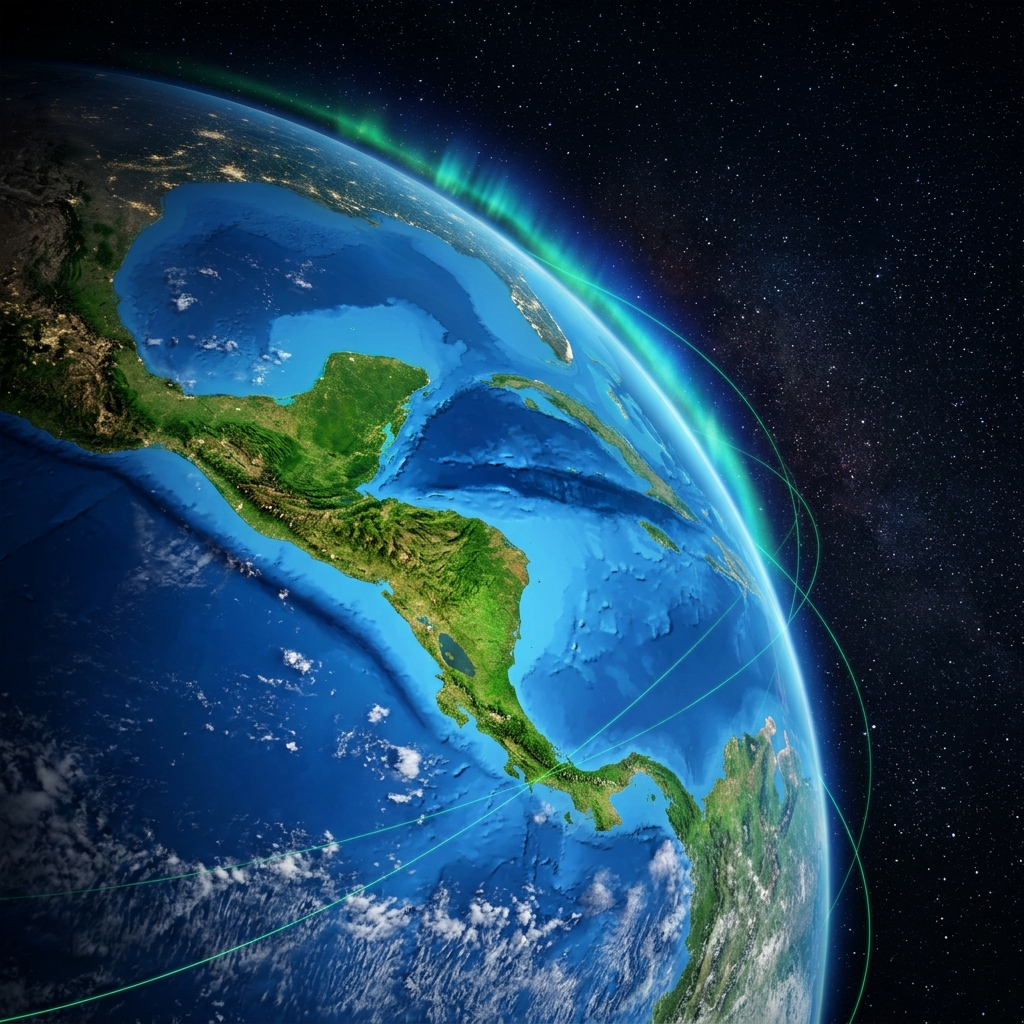 Vista satelital de Centroamérica desde el espacio